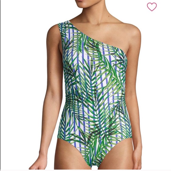 NWT Red Carter Palm Party Asymmetrical Swimsuit - Picture 1 of 8